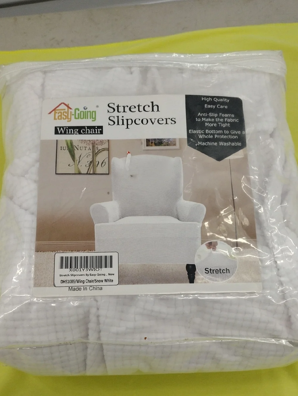 Easy Going Stretch Wing Chair Cover. Snow White.